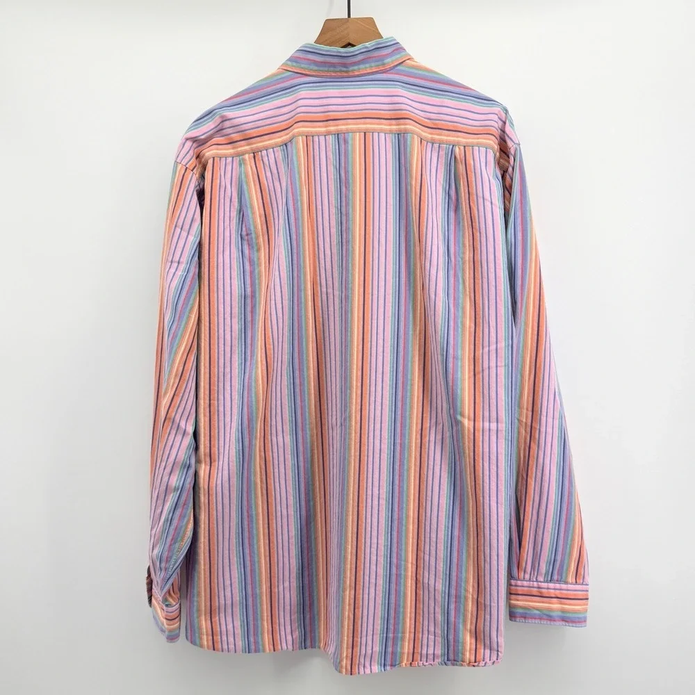Vintage Polo Ralph Lauren Westerton Shirt Mens XXL Multi‎ Color Striped Cutaway